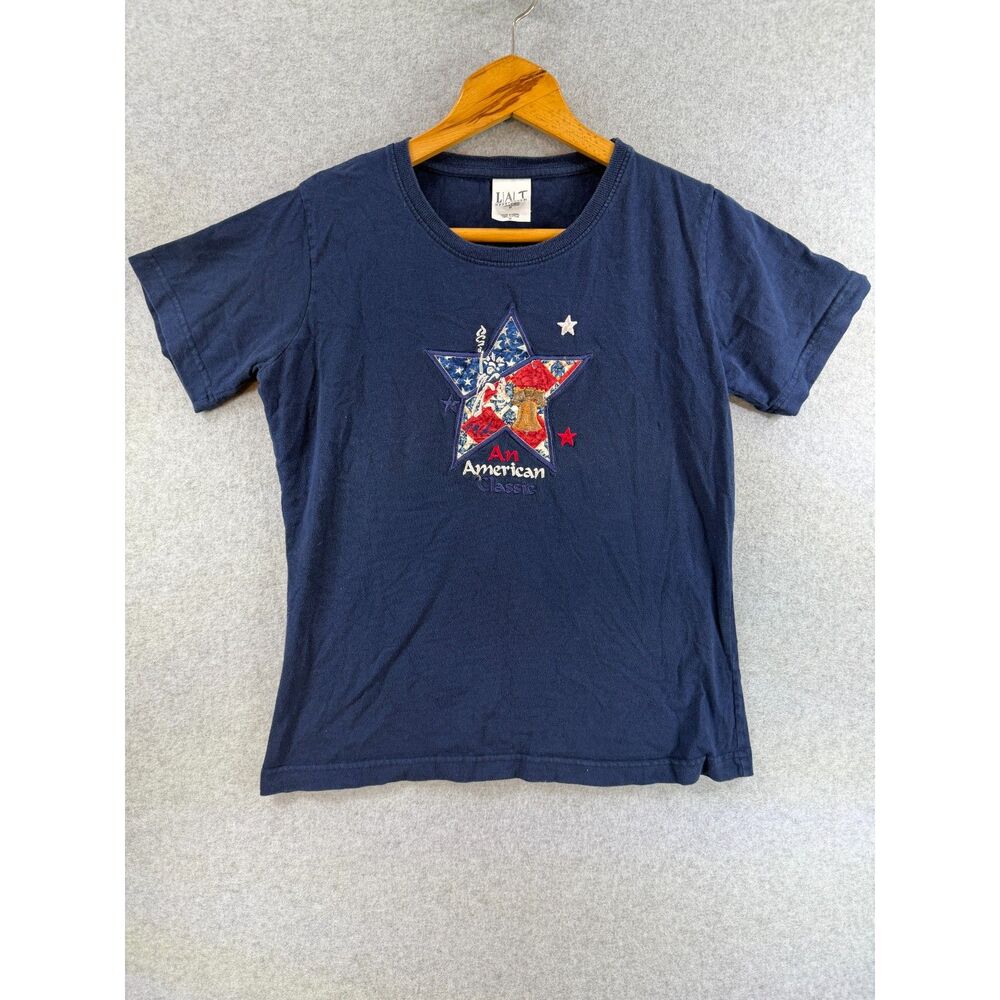 LAT Sportswear Women’s Medium Navy Patriotic American Classic T-Shirt 3362